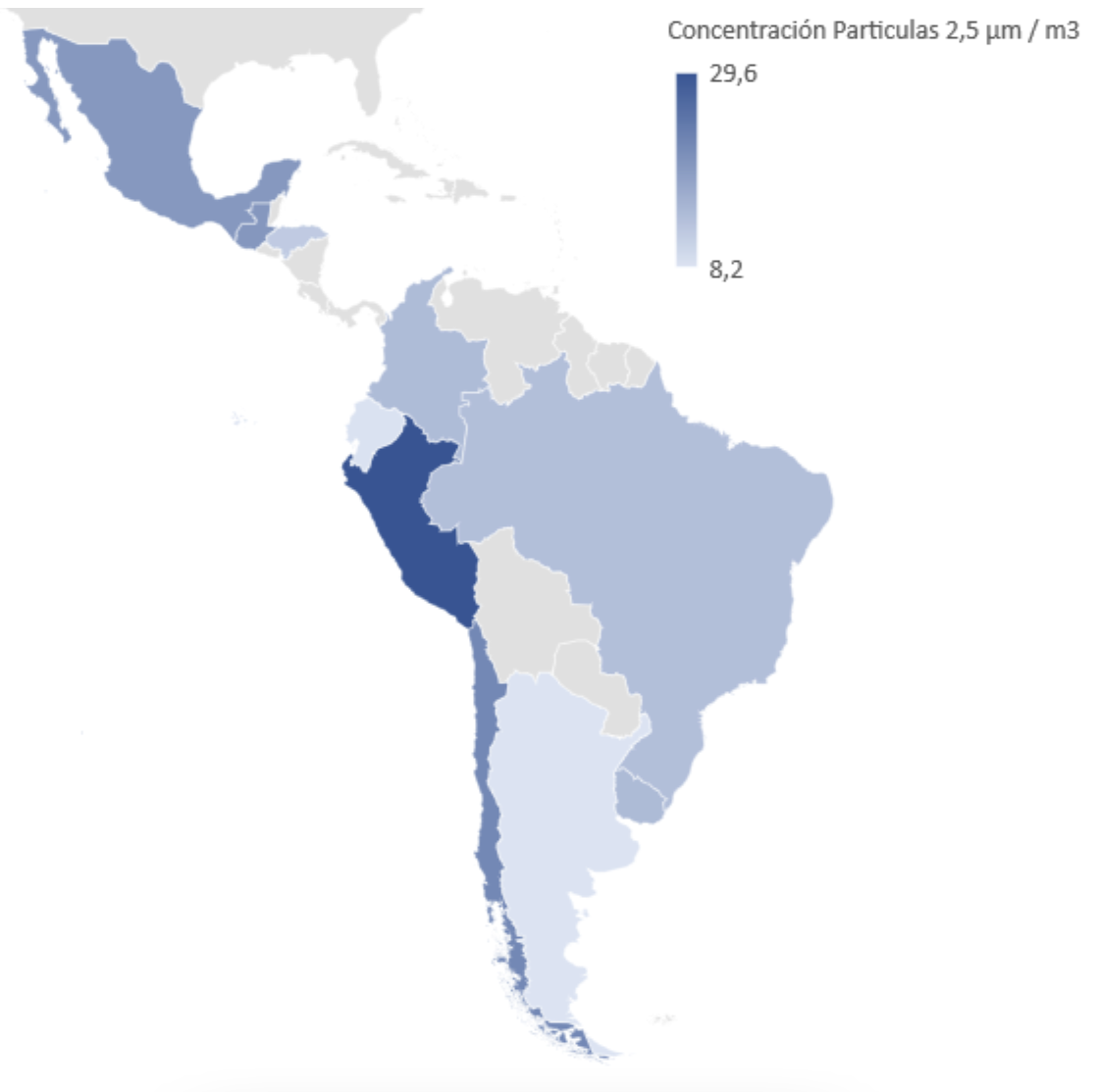 mapa contaminacion del aire latinoamerica