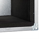 Low noise level:<br>Internally lined with 25mm thickness of fireproof acoustic insulation (M0).<br>Silencer can be supplied as an accessory. 